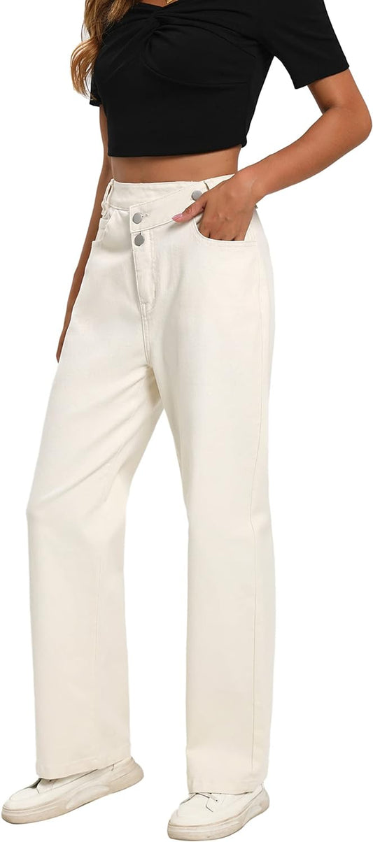 Women Jeans High Waist Wide Baggy Denim Pants