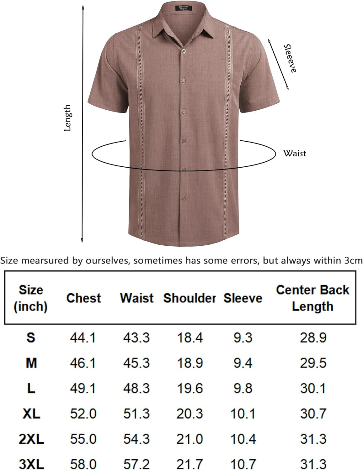 Men's Short Sleeve Cuban Guayabera Casual button down Shirt