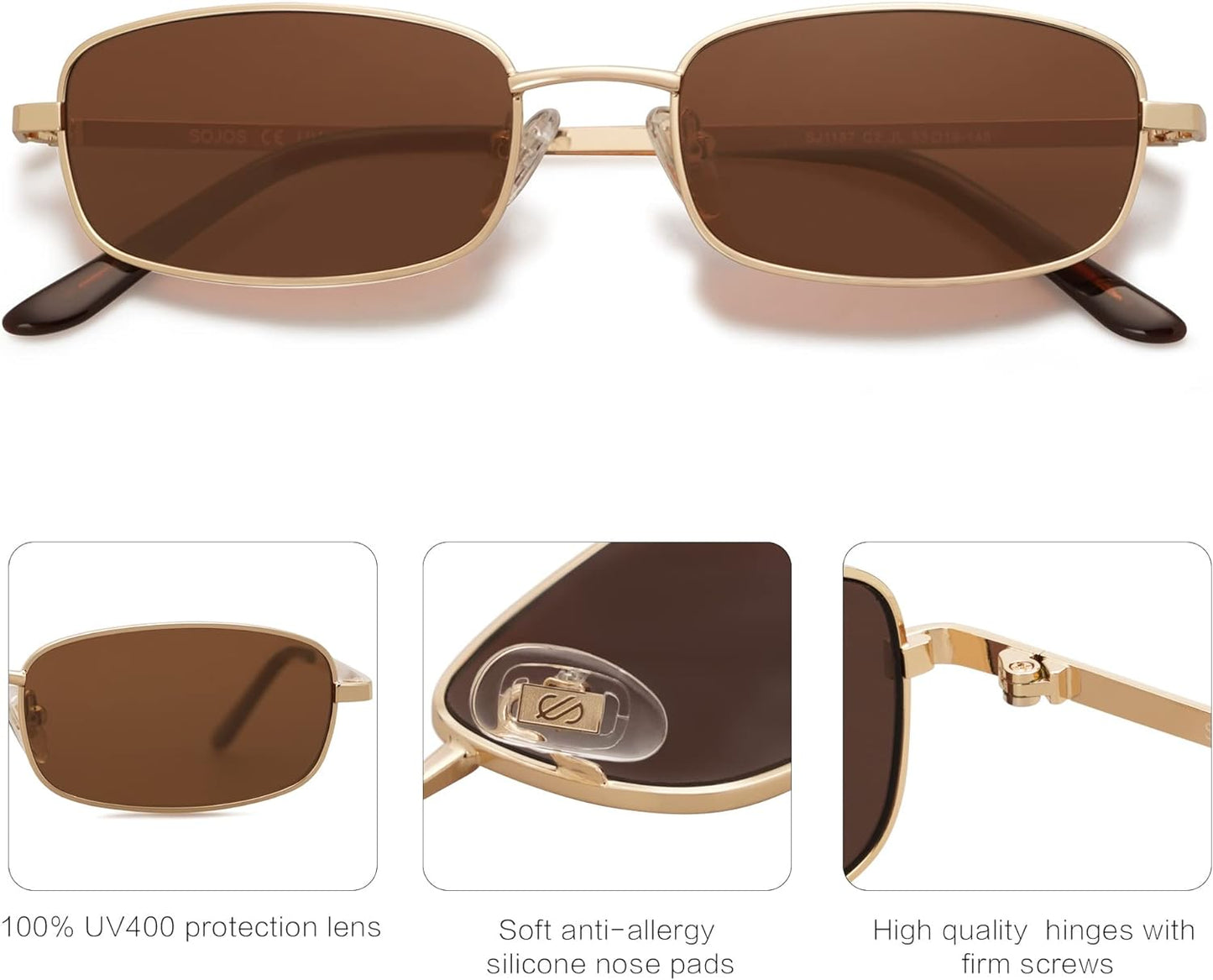 Womens Small Narrow Rectangle Sunglasses