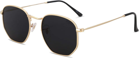 Polarized Sunglasses for Men Small Hexagonal Mirrored Lens