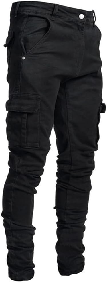 Men's Ripped Distressed Destroyed Straight Slim Fit Jeans