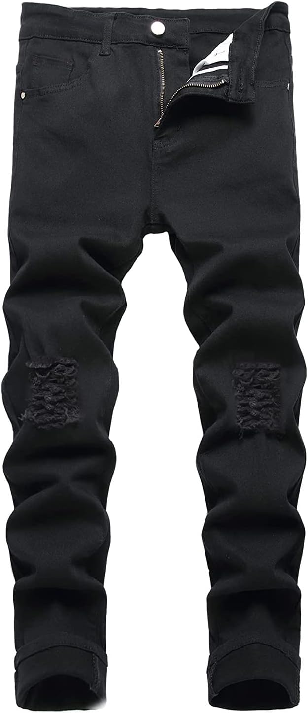 Men's Ripped Distressed Destroyed Straight Slim Fit Jeans
