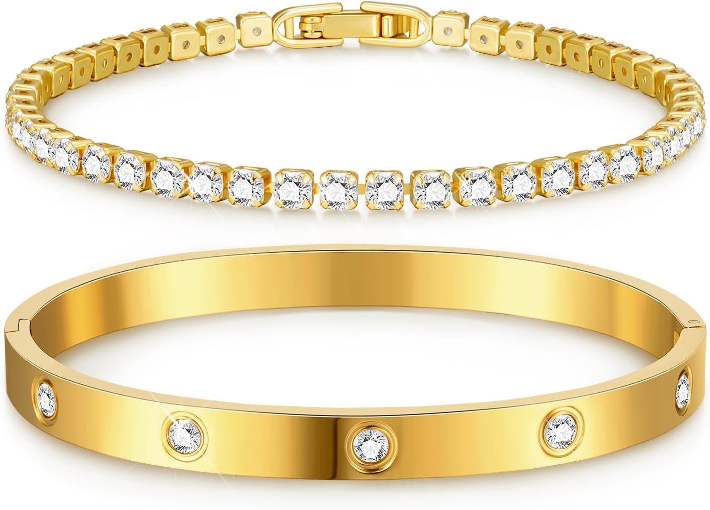 Gold Bracelets for Women Stackable Gold Bangles for Women