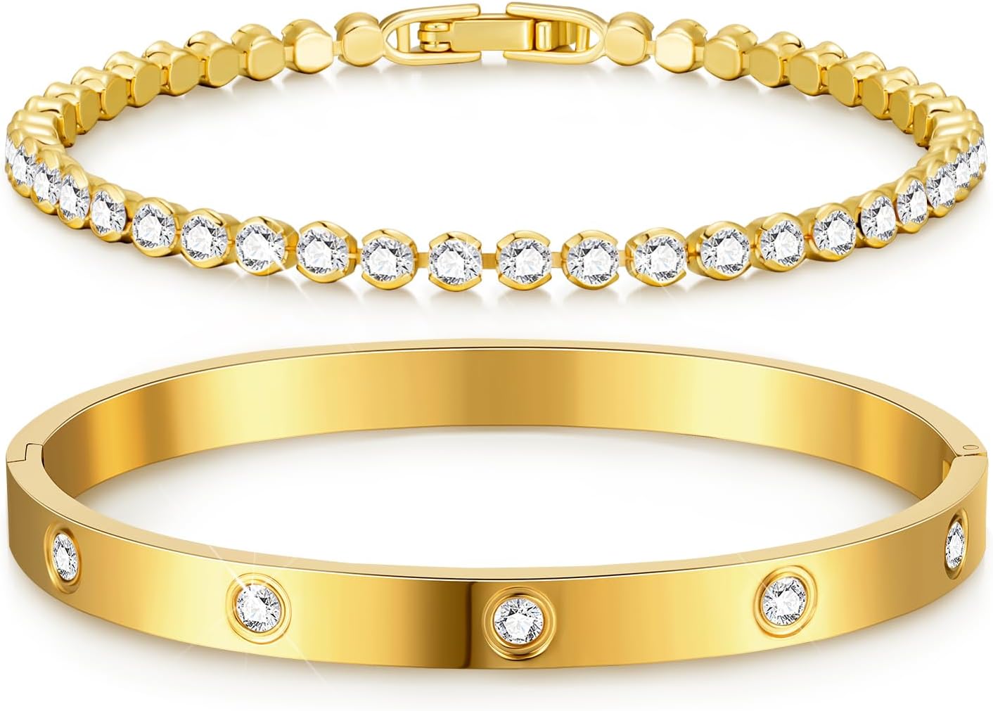 Gold Bracelets for Women Stackable Gold Bangles for Women