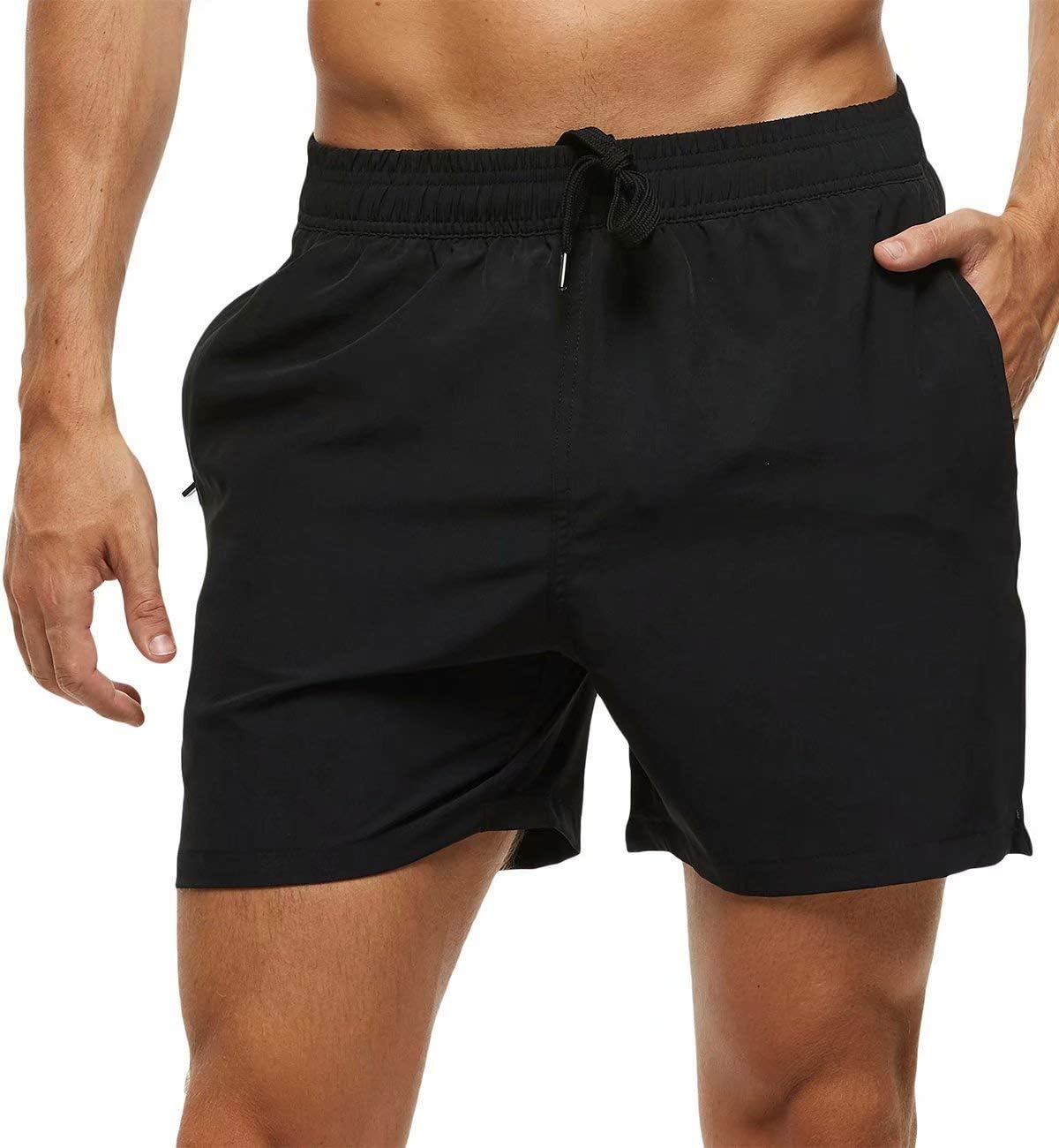 Men's Quick Dry Swim Shorts with Zipper Pockets