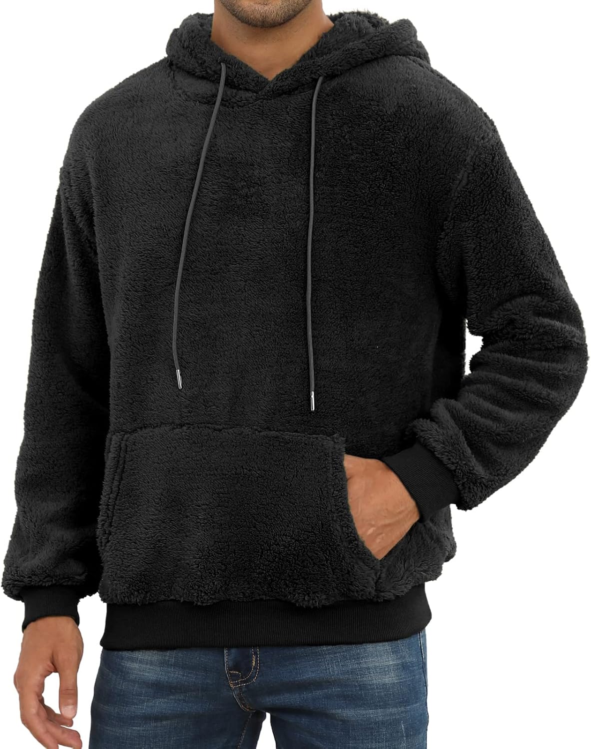 Men's Fuzzy Sherpa Hoodie Pullover Sweatshirts