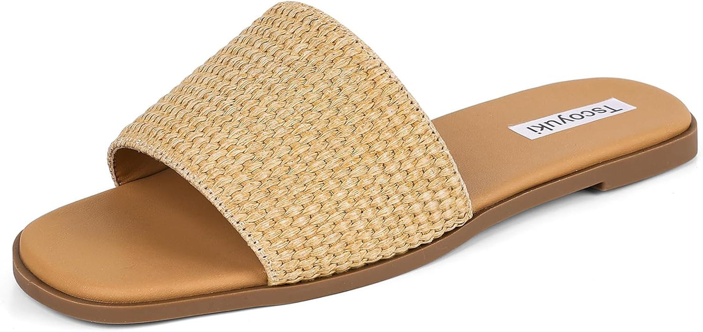 Sandals for Women Basic Slip-on Flat Sandals Open Toe