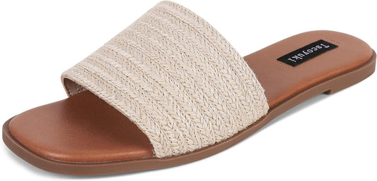 Sandals for Women Basic Slip-on Flat Sandals Open Toe