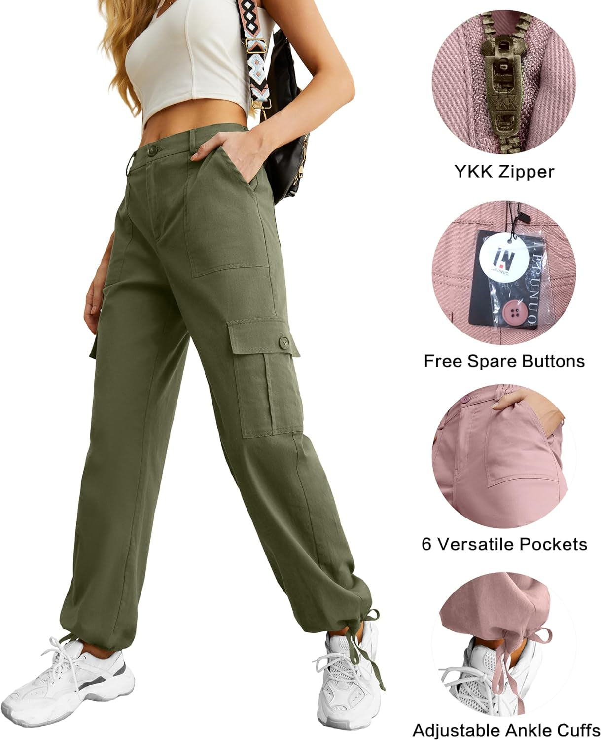 Women's High Waisted Cargo Pants Stretchy Pants