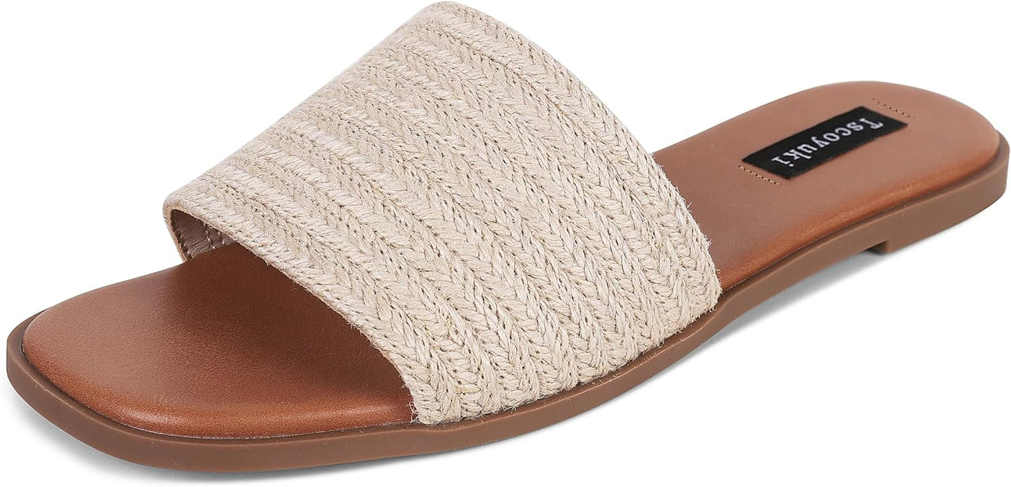 Sandals for Women Basic Slip-on Flat Sandals Open Toe