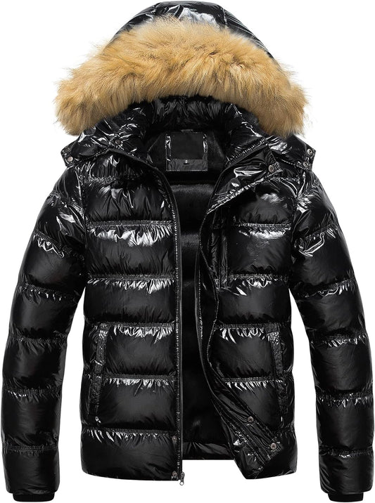 Men's Puffer Jacket Hooded Fur