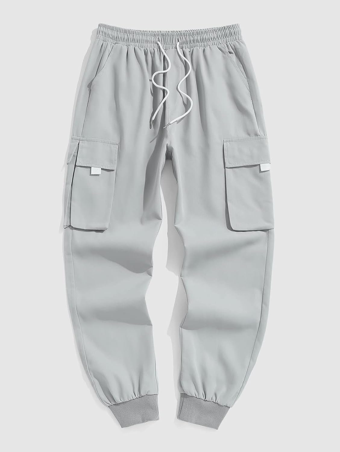 Men's Drawstring Tech wear Cargo Pants with Flap Pockets