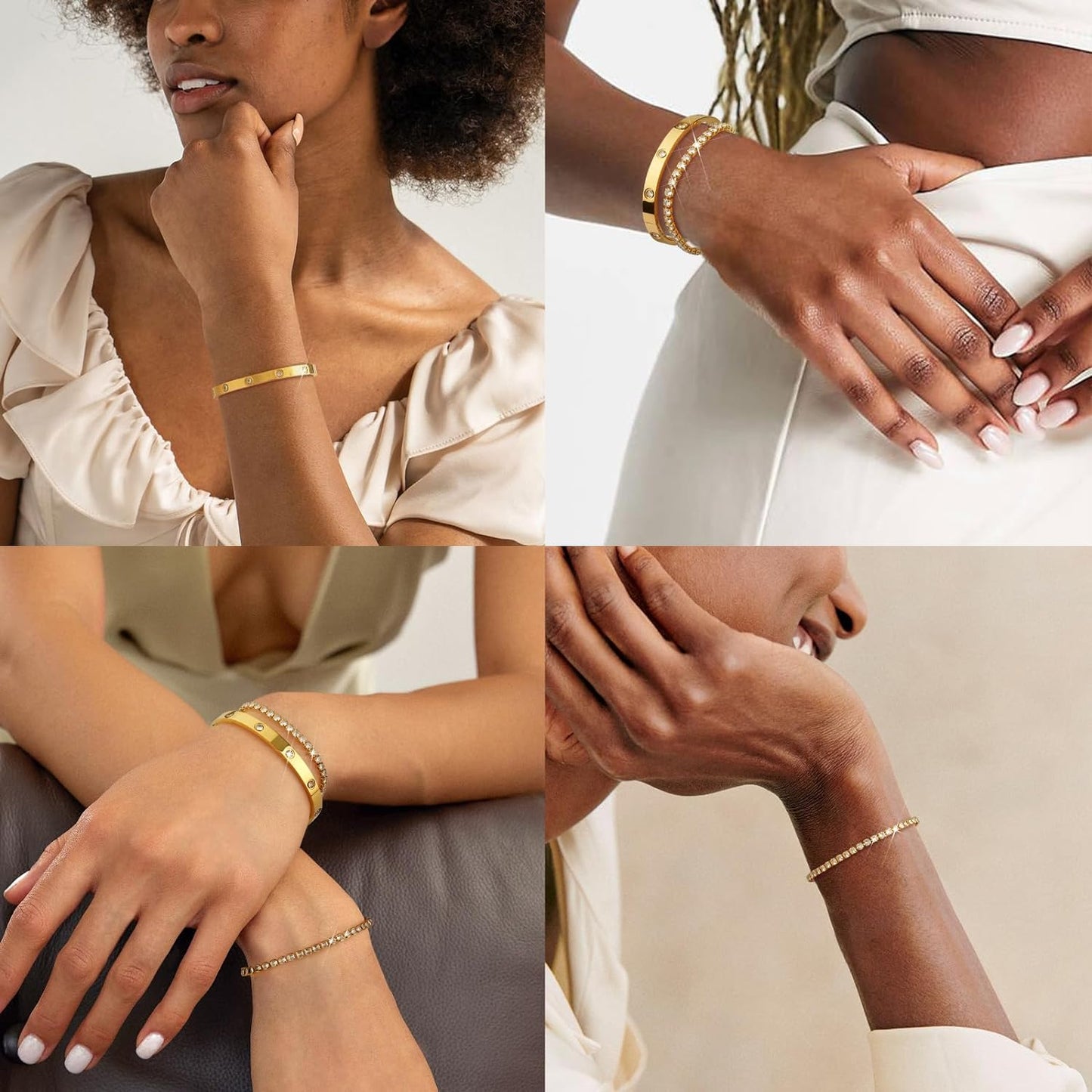 Gold Bracelets for Women Stackable Gold Bangles for Women