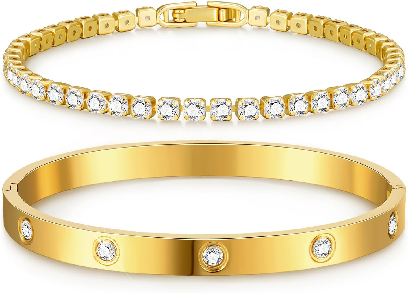 Gold Bracelets for Women Stackable Gold Bangles for Women