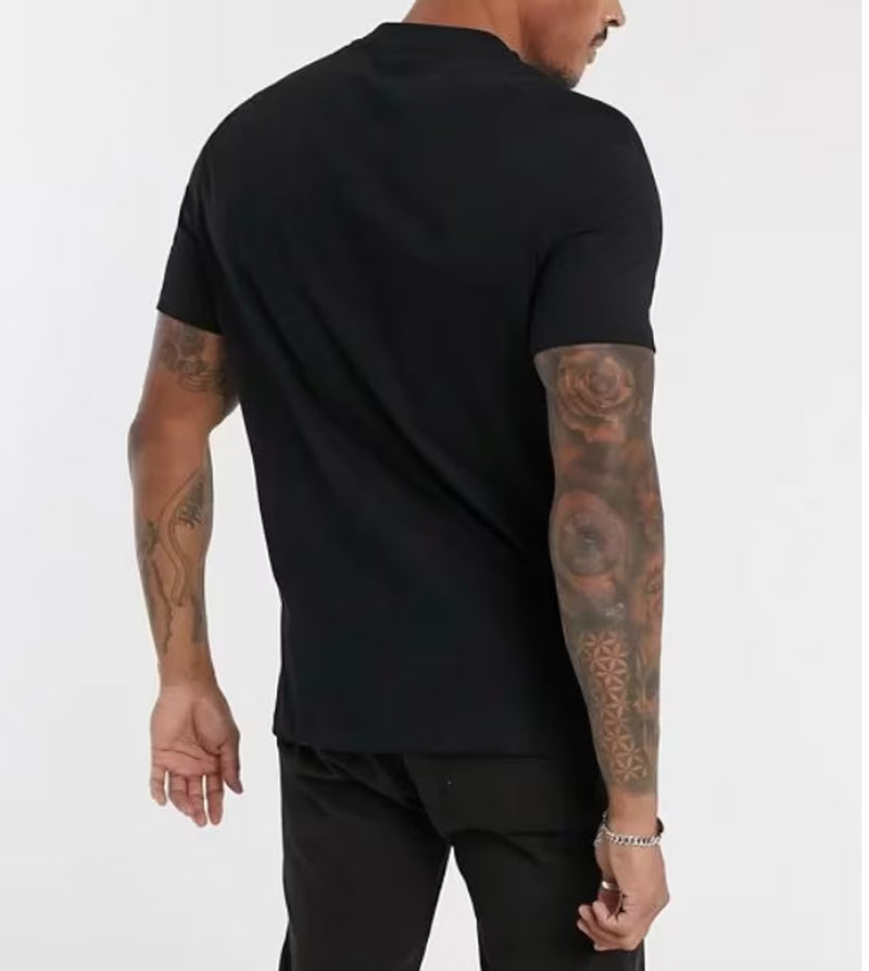 Mens Classic Black T-Shirt Regular Fit Cotton Jersey