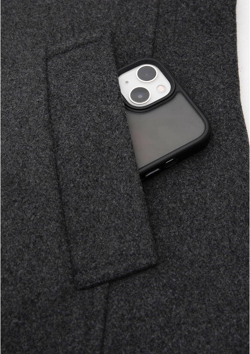 Grey Men'S Wool Blend Double Breasted Pea Coat