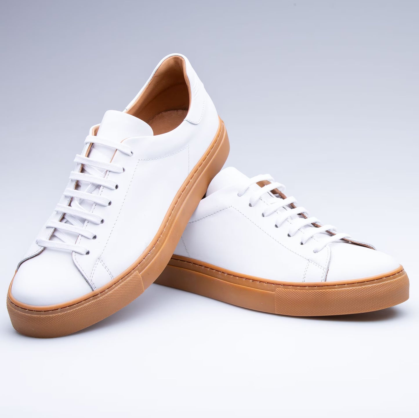 White Men's Leather Sneaker, Handmade Leather Sneakers