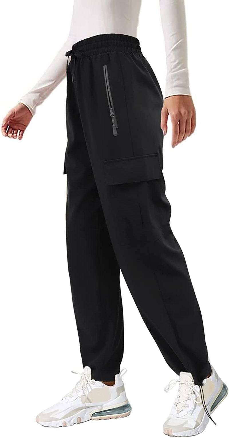 Quick Dry Cargo Pants Lightweight Tactical Hiking Pants with 5 Pockets for Women,Stretchy Waist and Water Resistant