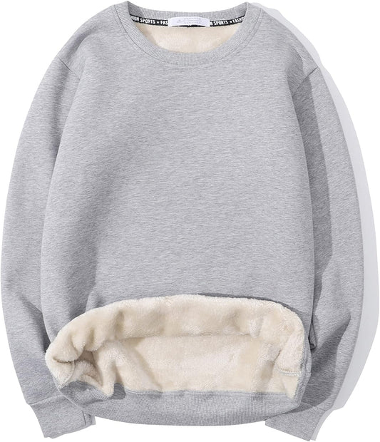 Men'S Crewneck Sweatshirt Warm Sherpa Lined Pullover Fleece