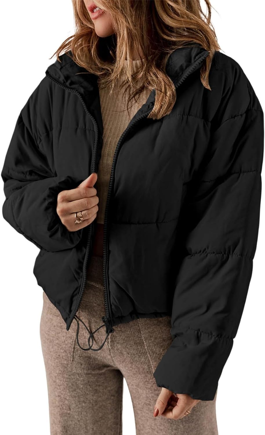 Womens Winter Quilted Jacket Full Zip Puffer