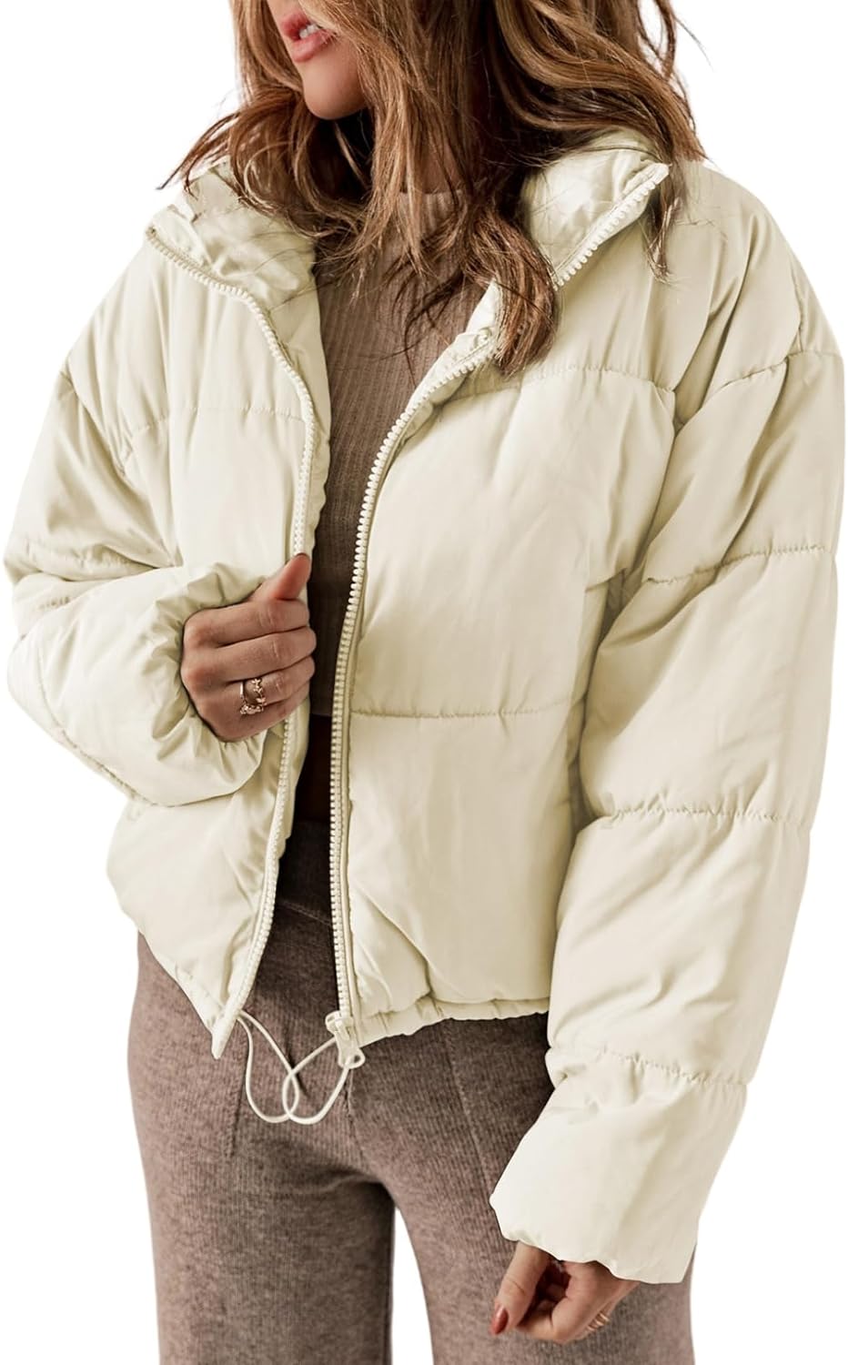 Womens Winter Quilted Jacket Full Zip Puffer