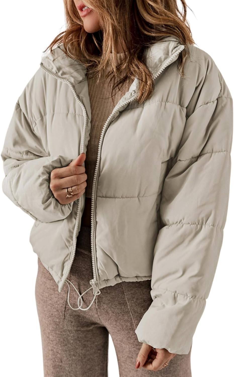 Womens Winter Quilted Jacket Full Zip Puffer