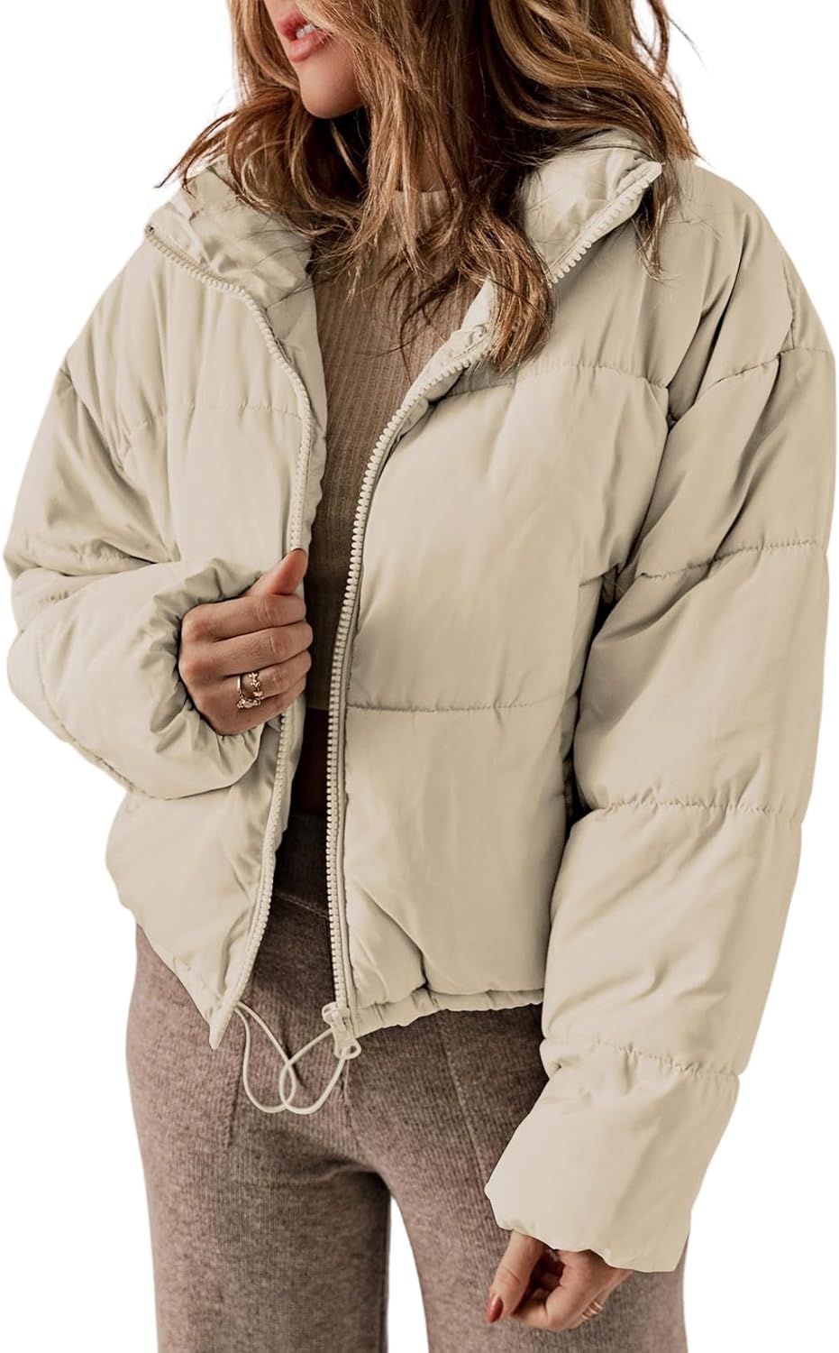 Womens Winter Quilted Jacket Full Zip Puffer