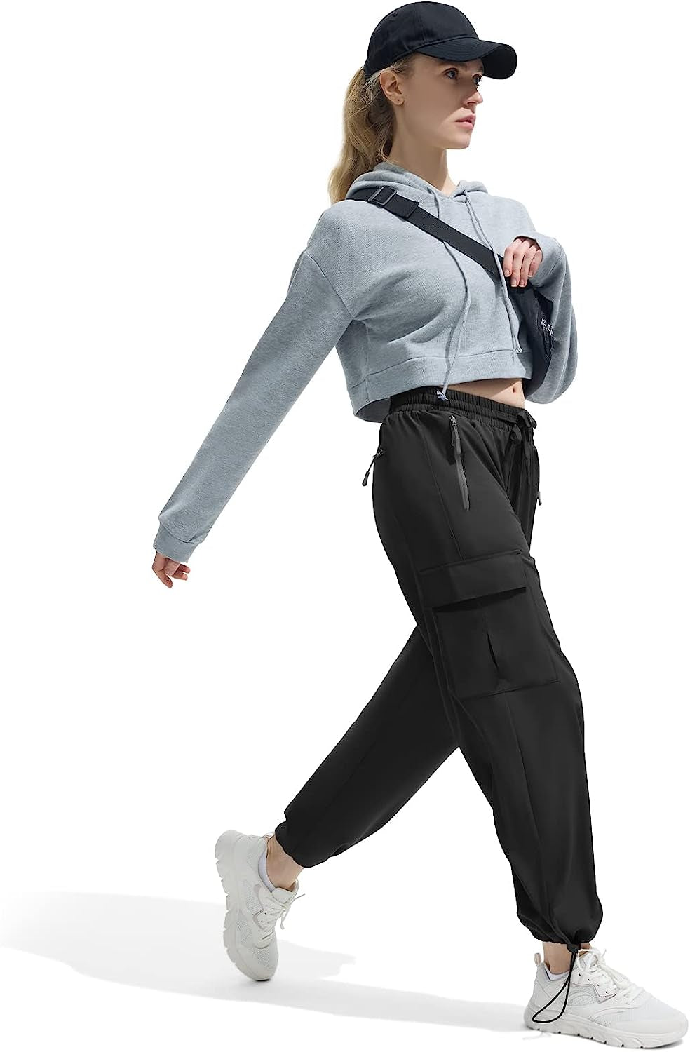 Quick Dry Cargo Pants Lightweight Tactical Hiking Pants with 5 Pockets for Women,Stretchy Waist and Water Resistant