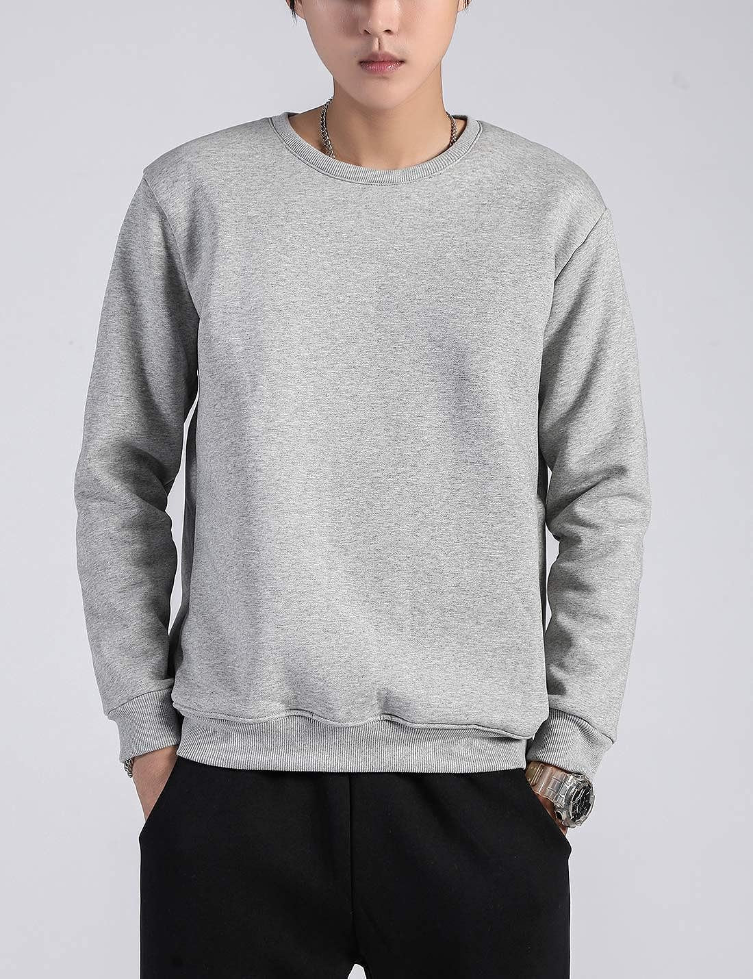 Men'S Crewneck Sweatshirt Warm Sherpa Lined Pullover Fleece