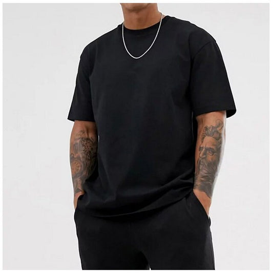 Mens Classic Black T-Shirt Regular Fit Cotton Jersey