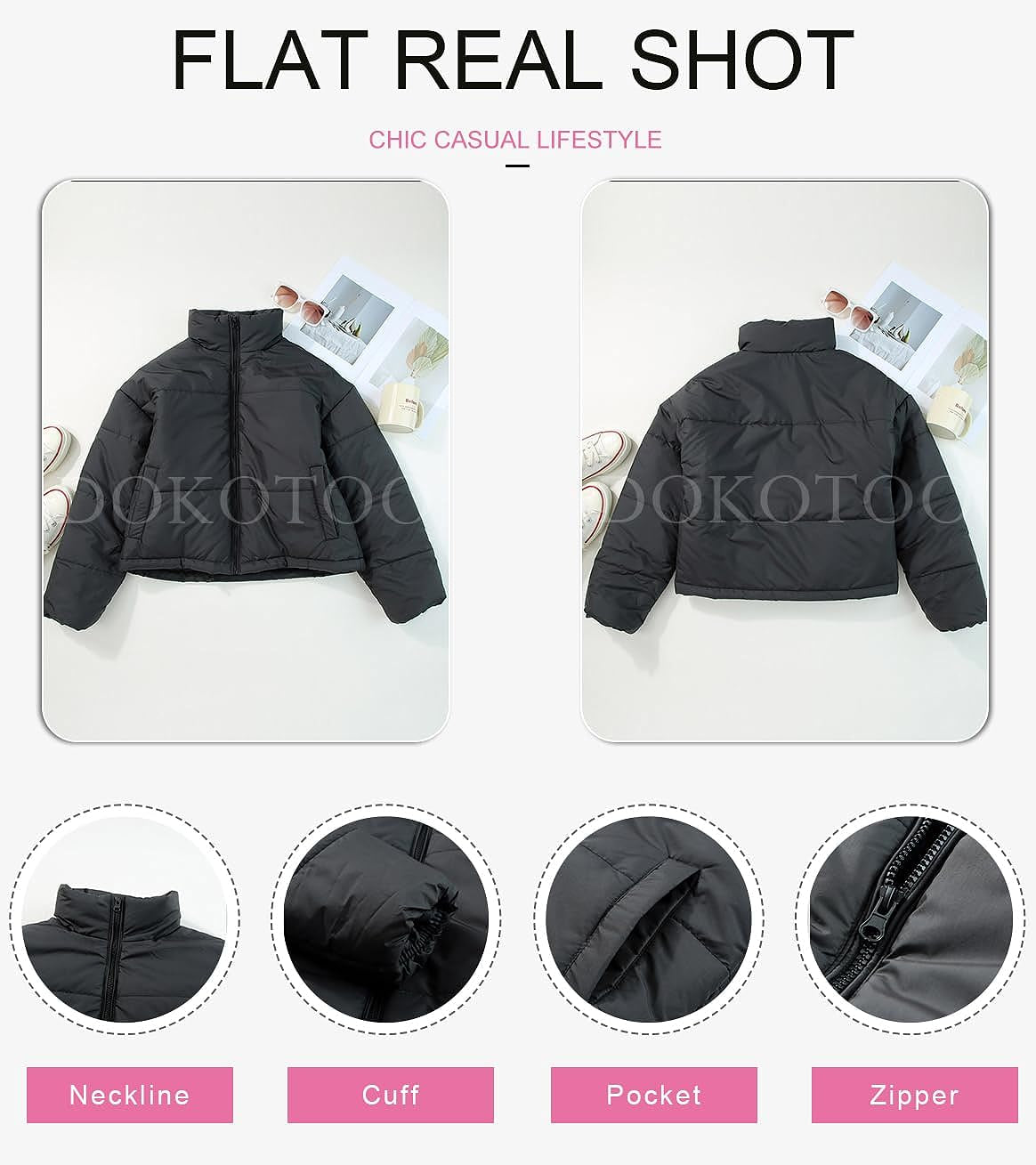 Womens Winter Quilted Jacket Full Zip Puffer