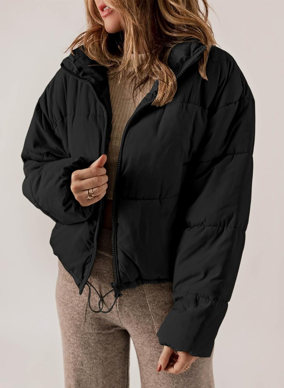 Womens Winter Quilted Jacket Full Zip Puffer