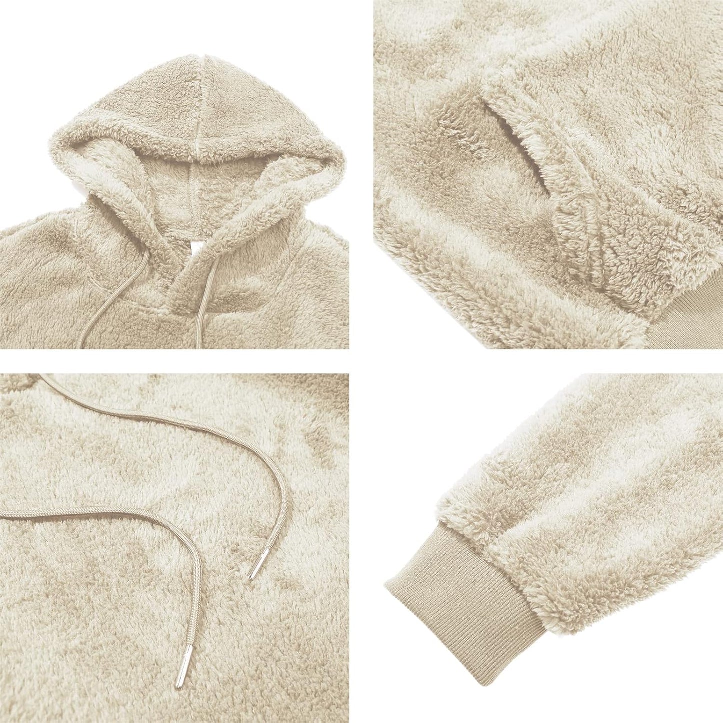 Men's Fuzzy Sherpa Hoodie Pullover Sweatshirts 