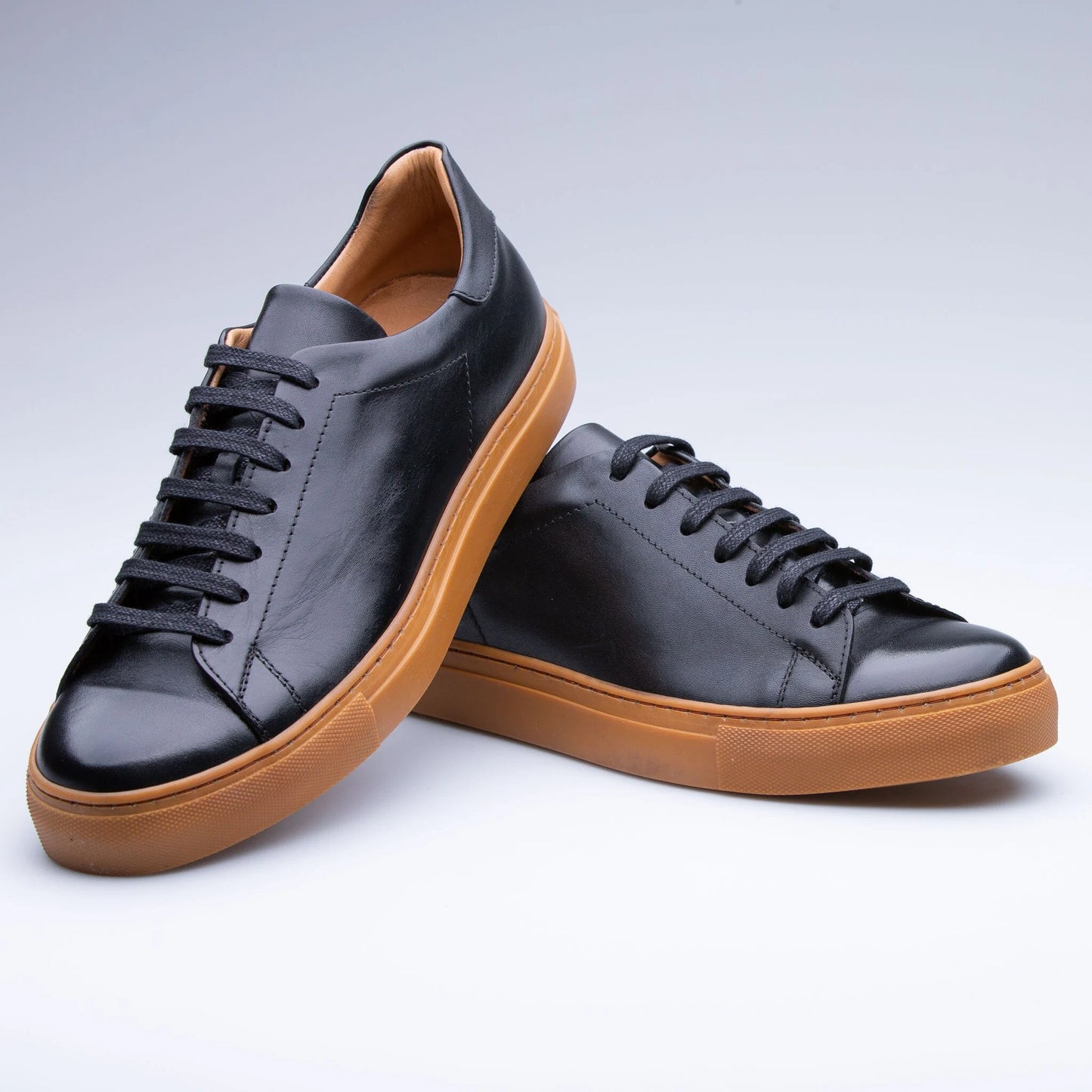 Black Men's Leather Sneaker, Handmade Leather Sneakers