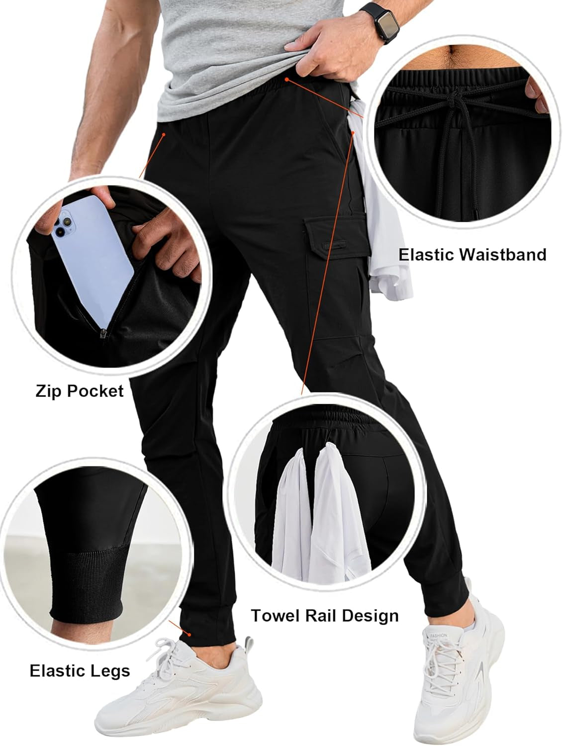 Men's Joggers Pants Athletic Stretchy Sweatpants 