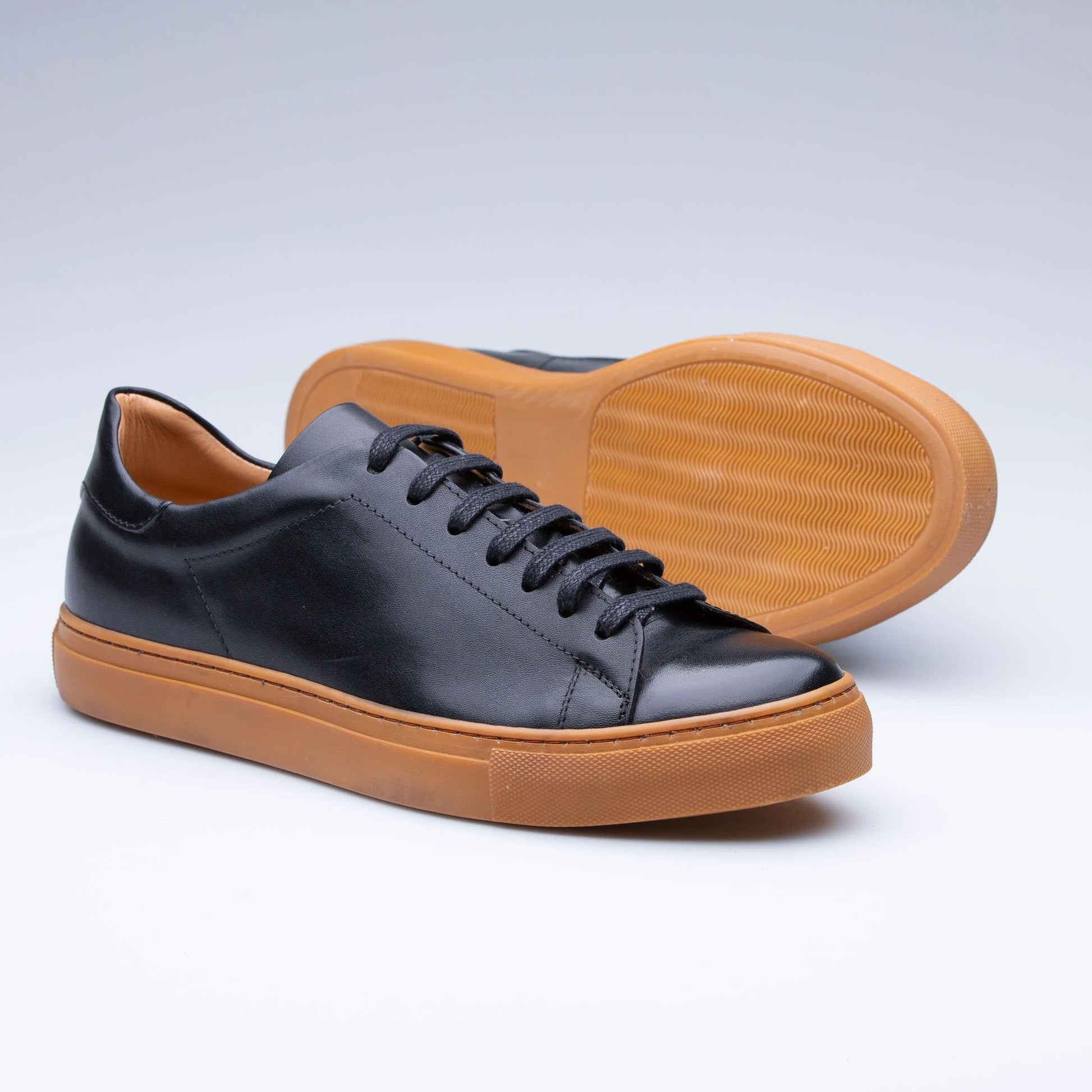 Black Men's Leather Sneaker, Handmade Leather Sneakers