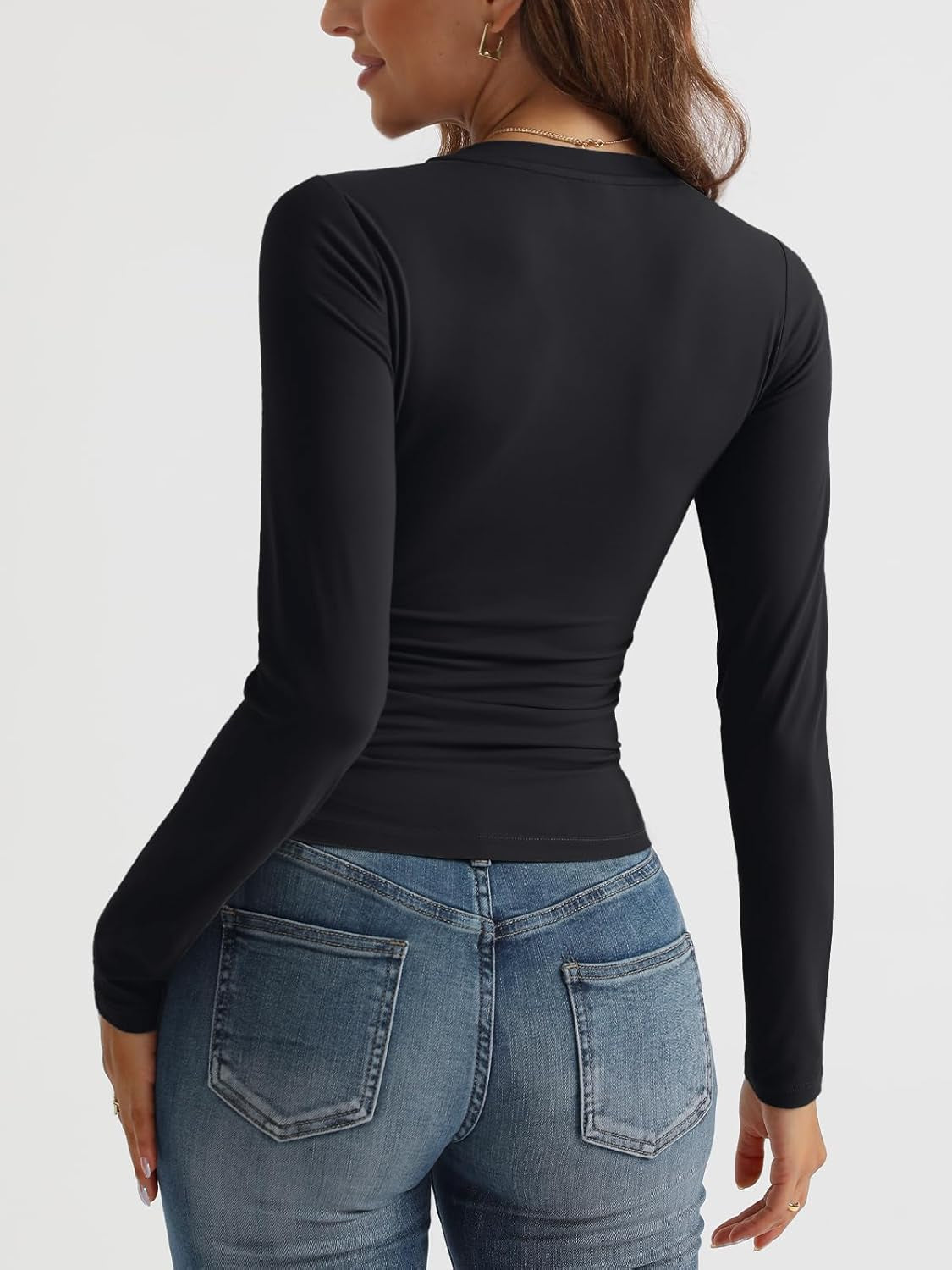 Long Sleeve Shirt for Women - Crop Top Layering Slim Fit