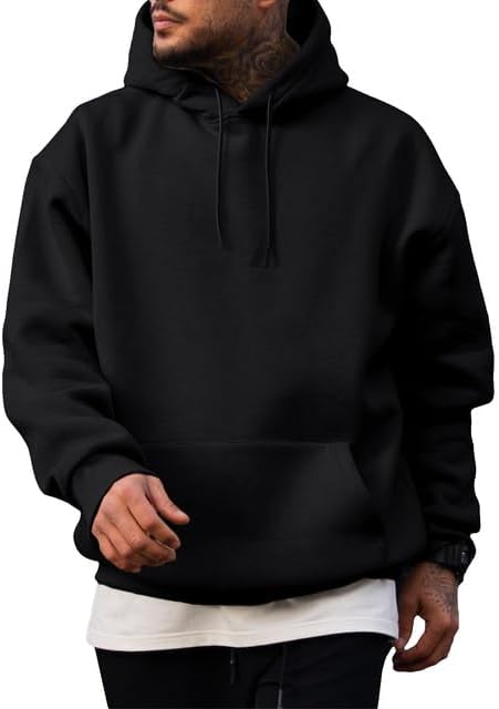 Men's Casual Cotton Hooded Collar Drawstring Hoodies