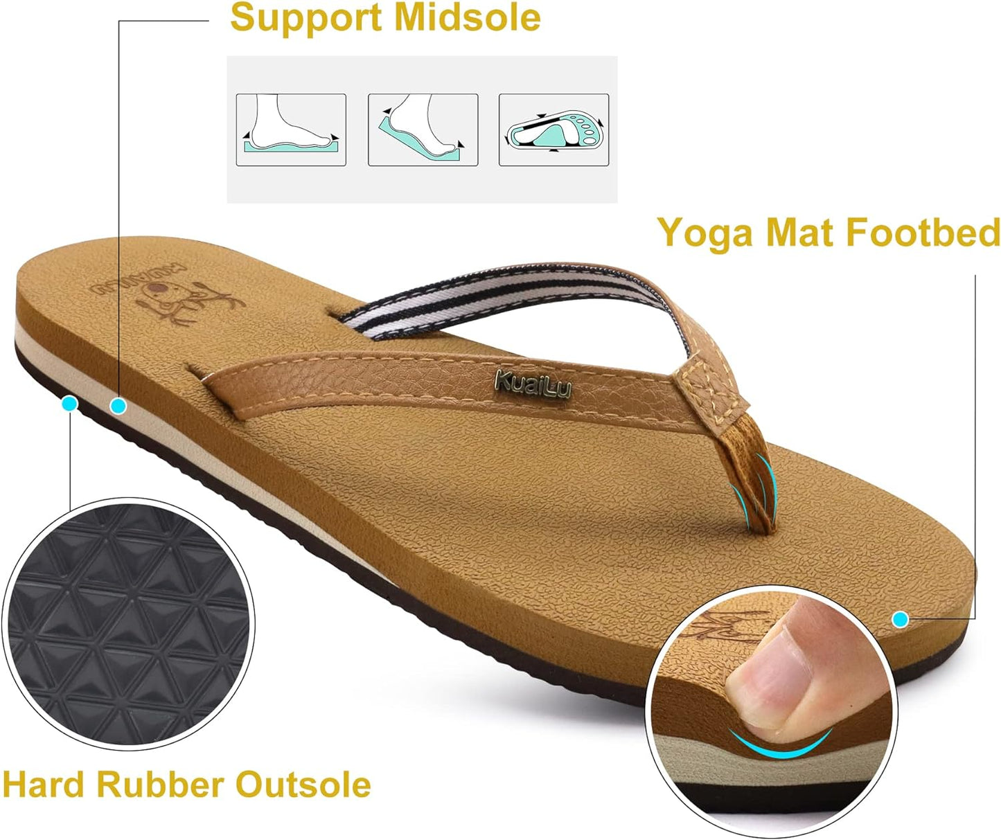 Womens Arch Support Flip Flops