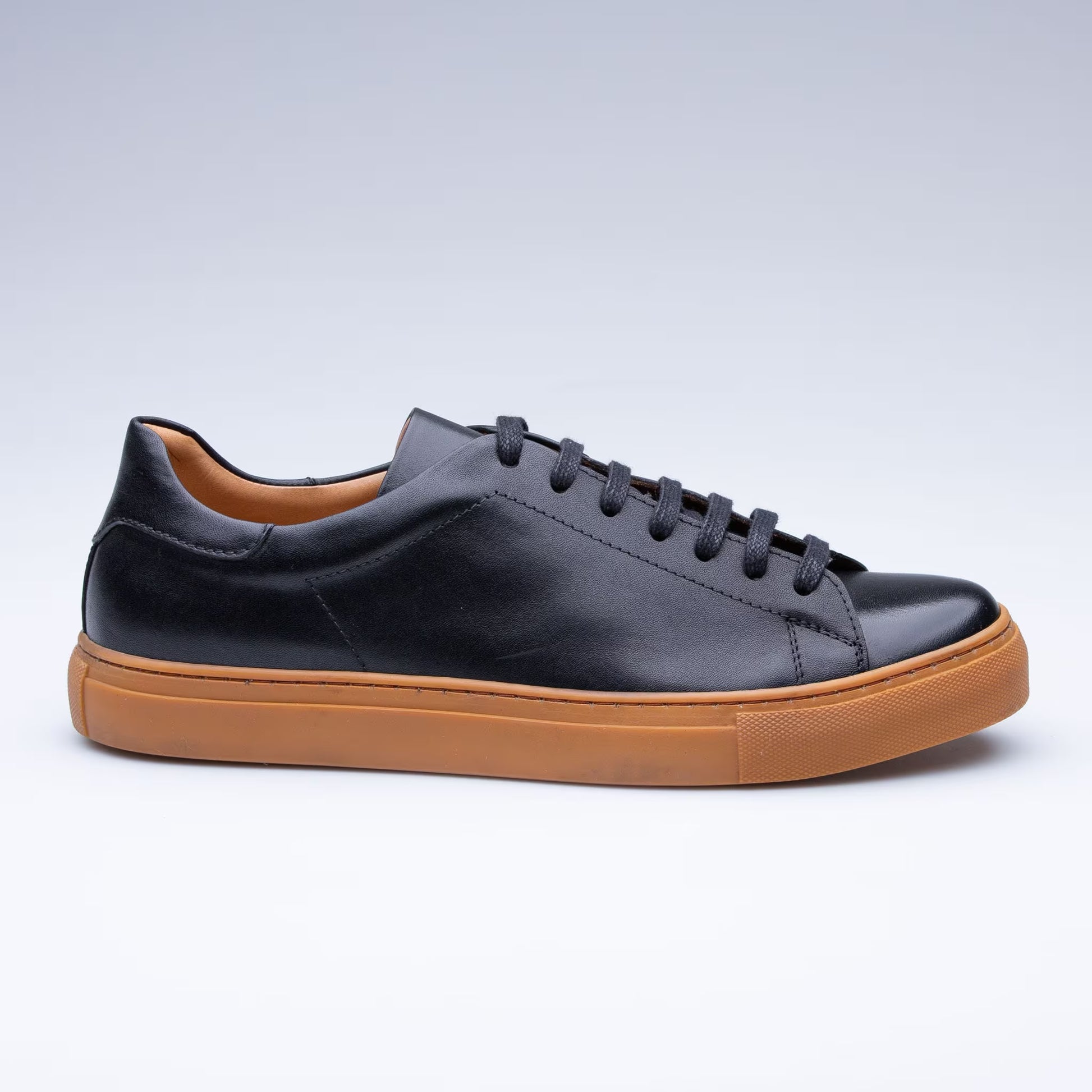 Black Men's Leather Sneaker, Handmade Leather Sneakers