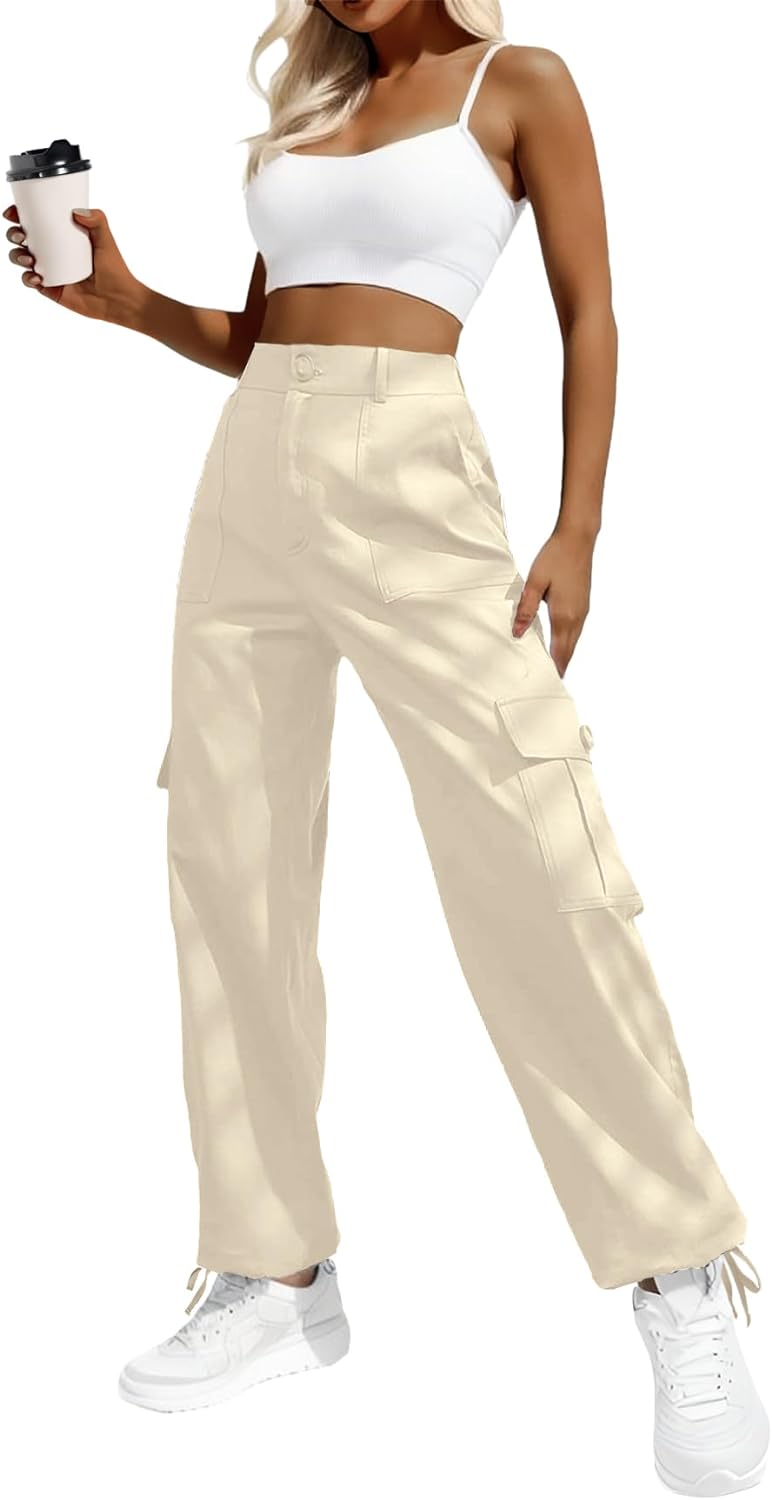 Women's High Waisted Cargo Pants Stretchy Pants 