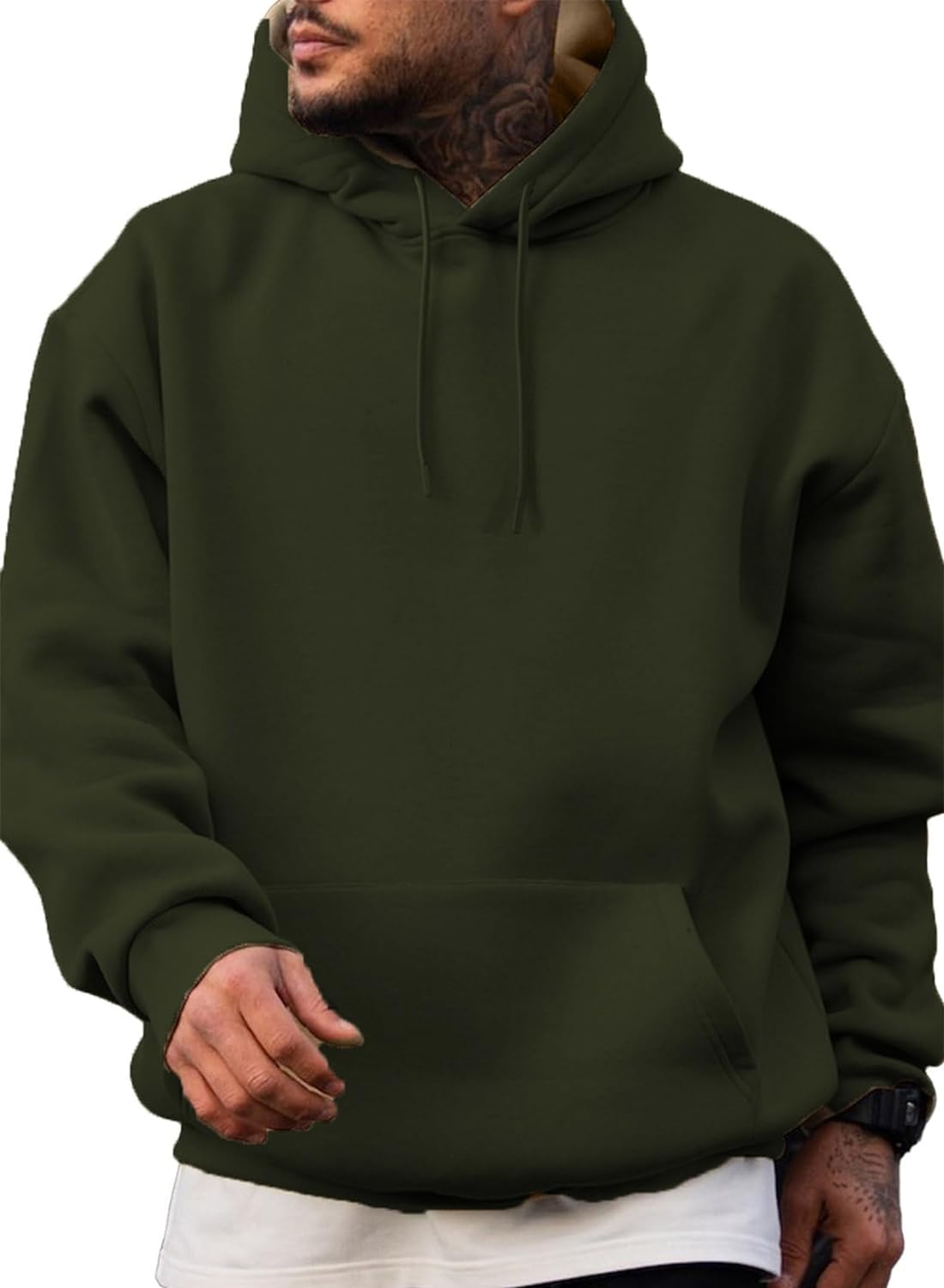 Men's Casual Cotton Hooded Collar Drawstring Hoodies