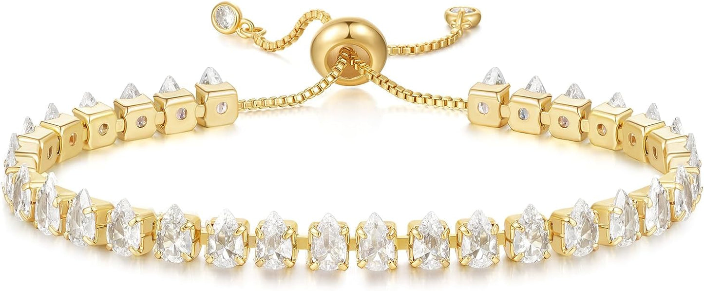 Tennis Bracelet for Women 14K Gold Plated Cubic Zirconia 