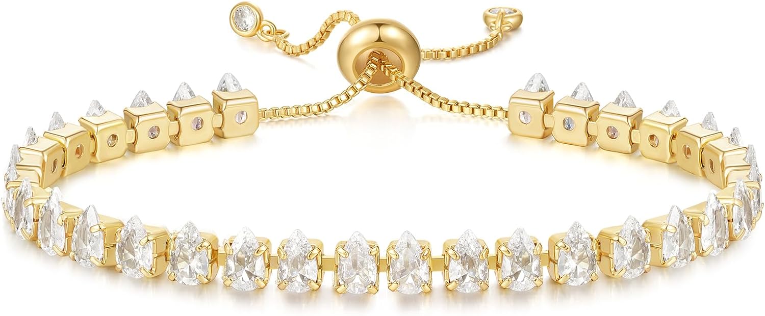 Tennis Bracelet for Women 14K Gold Plated Cubic Zirconia 