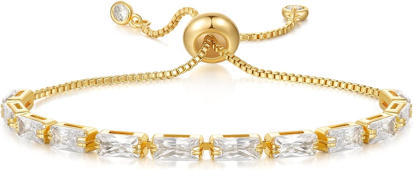 Tennis Bracelet for Women 14K Gold Plated Cubic Zirconia 