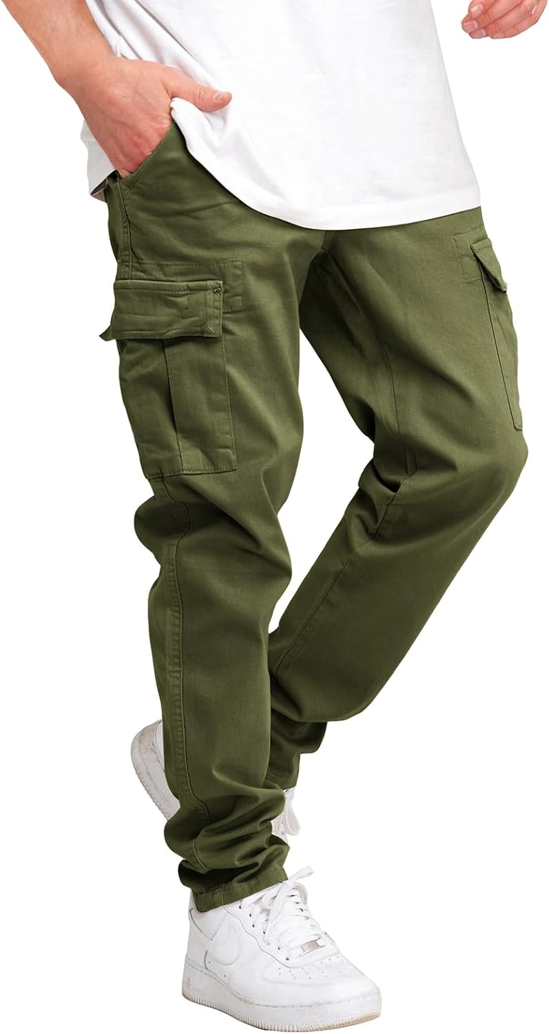 Men Cargo Pants Casual Drawstring Joggers 