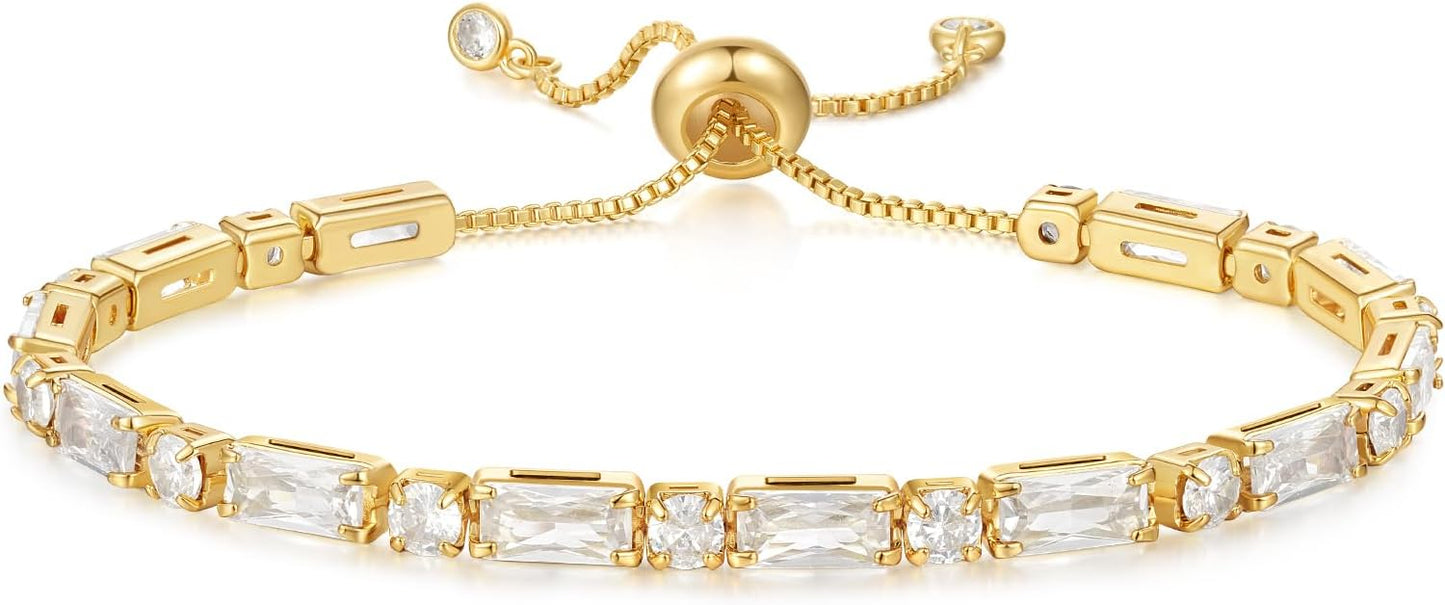 Tennis Bracelet for Women 14K Gold Plated Cubic Zirconia 