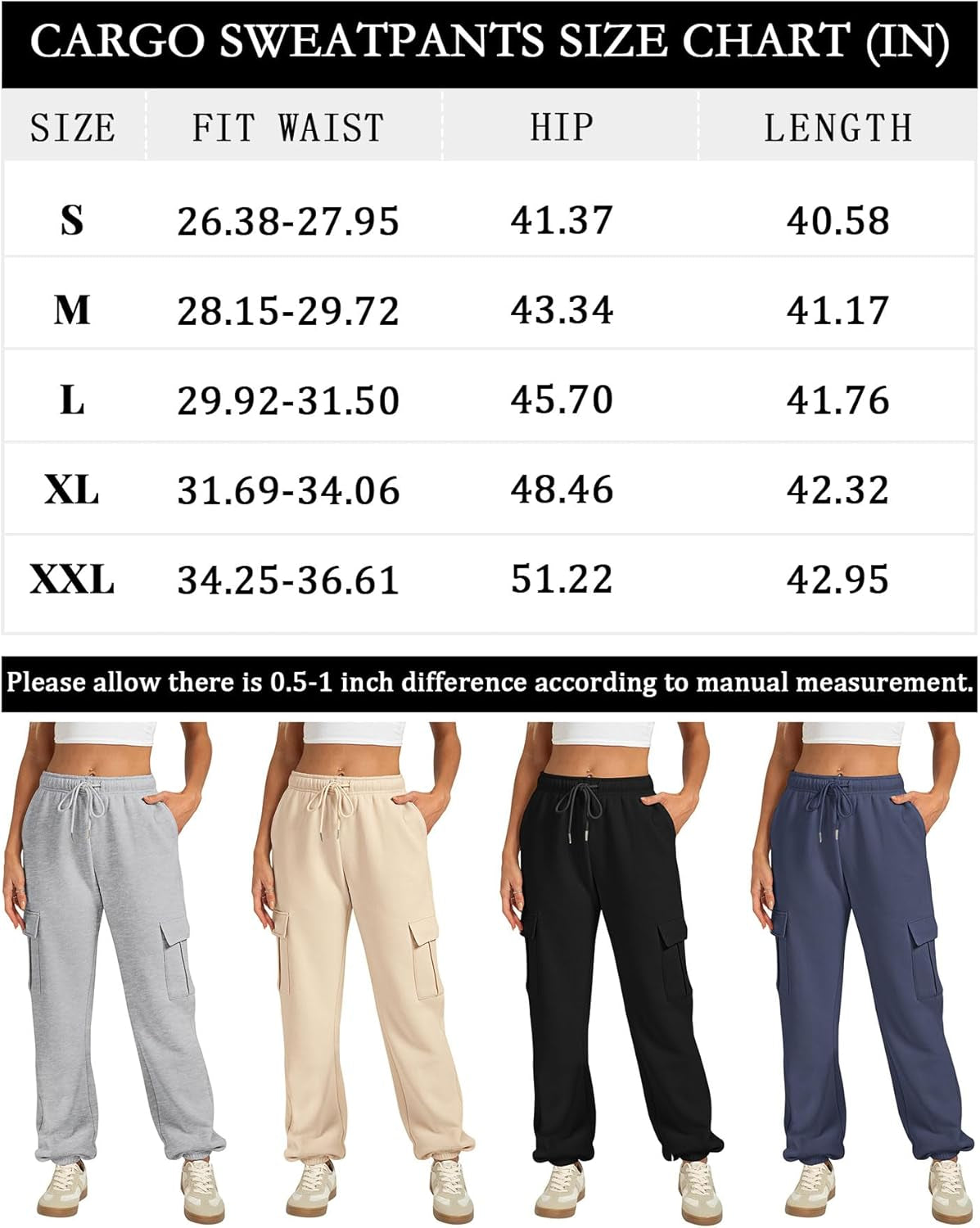 Cargo Pants Women Sweatpants Fleece Lined High Waisted Drawstring Baggy Y2K Joggers Lounge with Pockets