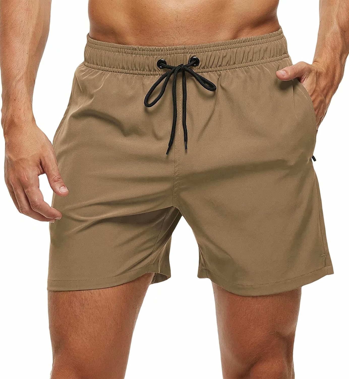 Men's Quick Dry Swim Shorts with Zipper Pockets