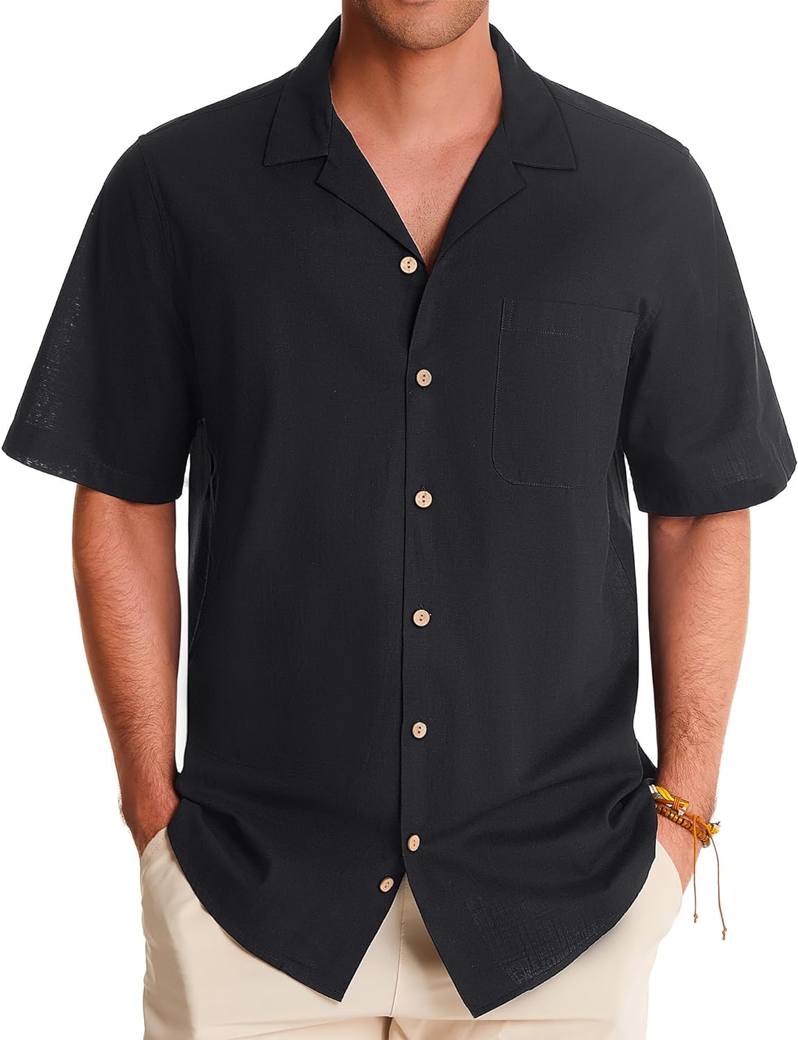 Men's Linen Short Sleeve Button Down Shirts